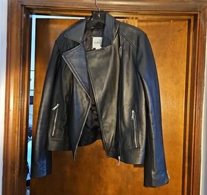 Sam Edelman Black Leather Jacket Sz LARGE